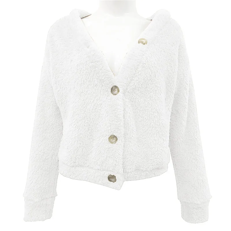 

Women's Plush Coat Cardigan Double-Side Wear Loose Casual V-Neck Fall Winter Long Sleeve Solid Color Clothes