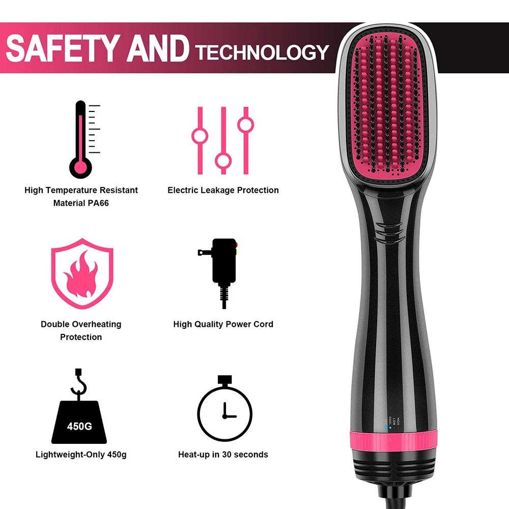 

Blower Brush Hair One Step Hair Dryer Professional Blow Dryer Comb Hairdryer Hairbrush Ionic Straightening Brush and Hair Dryer