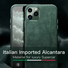 YMW Italian Alcantara Case for iPhone 12 Pro Max Fashion Luxury Artificial Leather Business Phone Cases for Xs Max Xr X 11 Cover