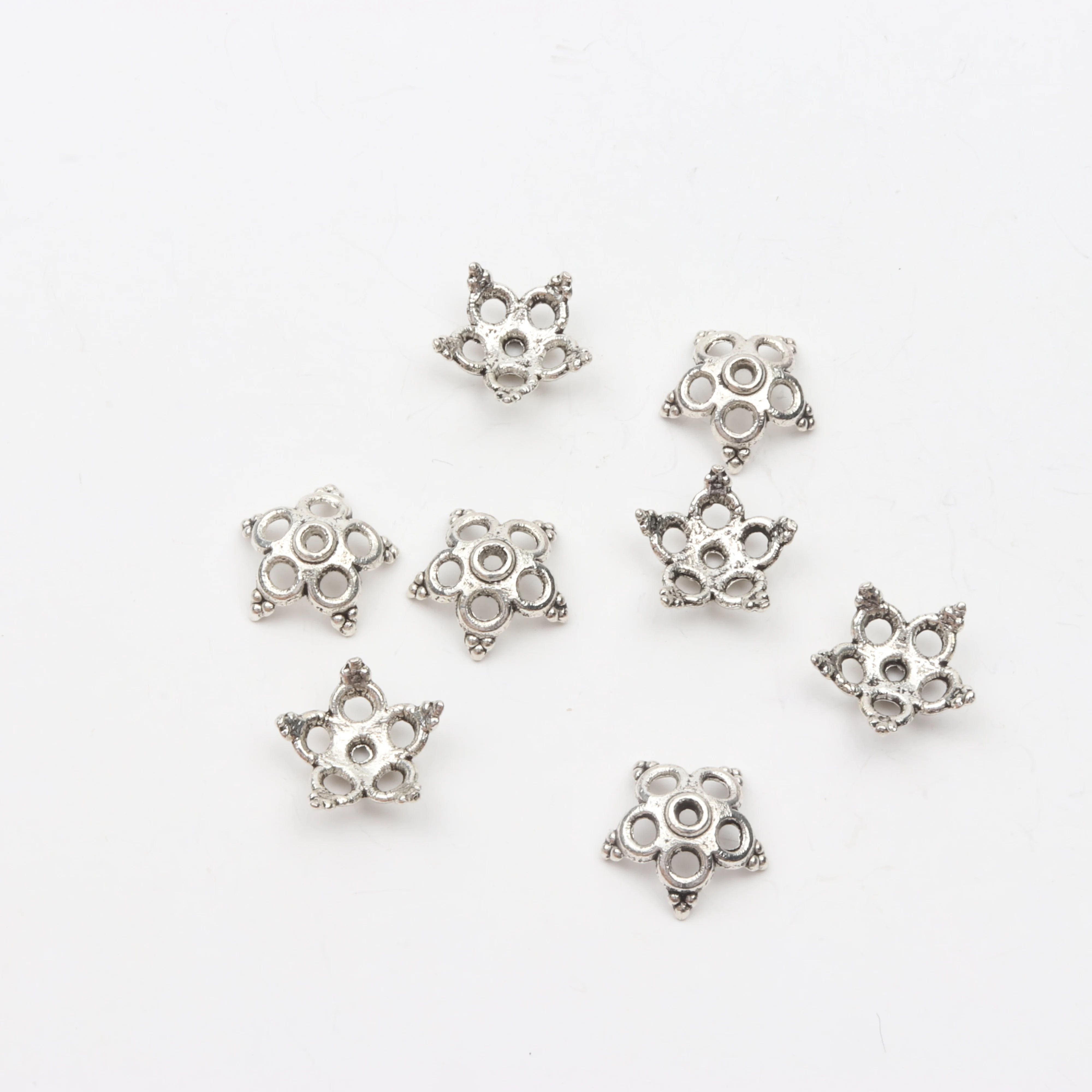 50 шт. античные серебряные пятиконечные звездочки полые формы металлические