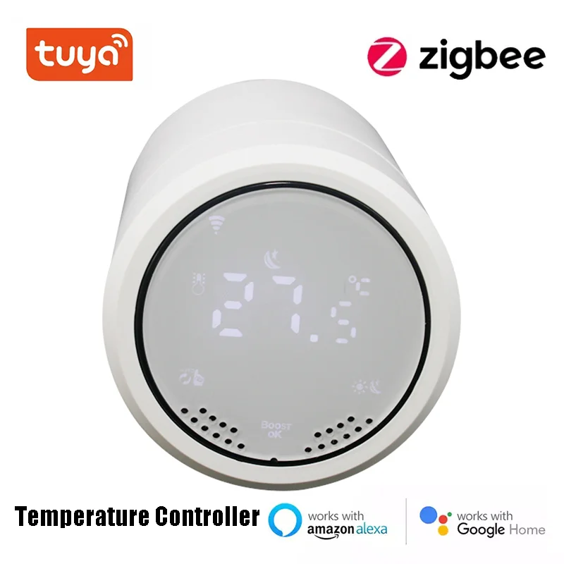 

Tuya ZigBee 3.0 Touchable Display Temperature Controller Smart Home Thermostatic Radiator Timing Voice With Alexa Google Home