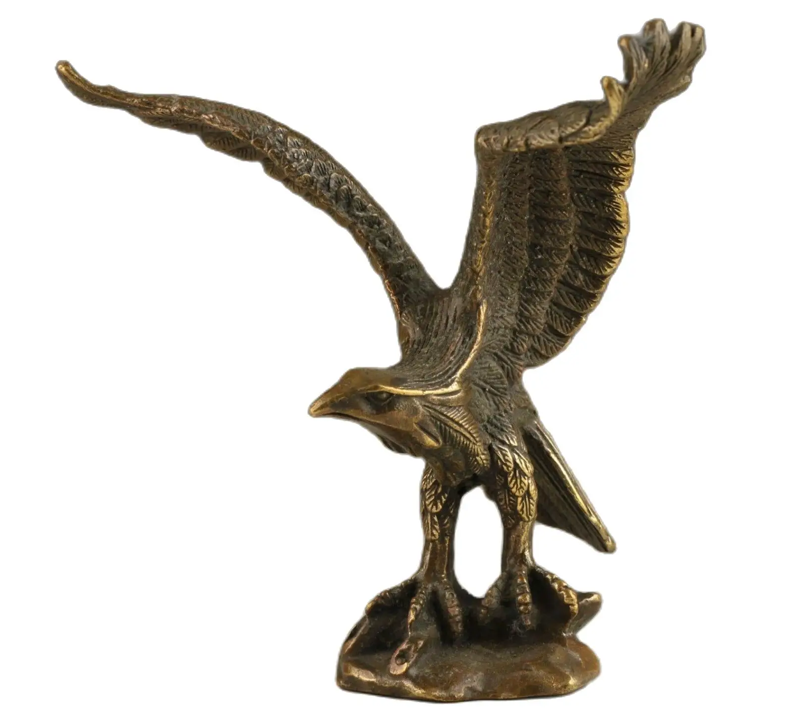 

Collection Chinese Brass Carved Animal A Great Hawk Spreads Its Wings Exquisite Small Statues Gift