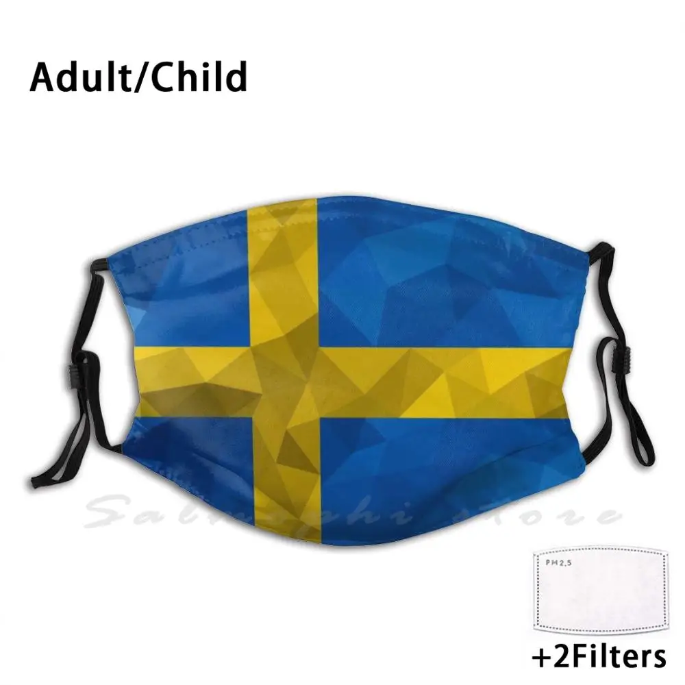 Швейцарская моющаяся маска с фильтром для защиты от пыли изображением шведского