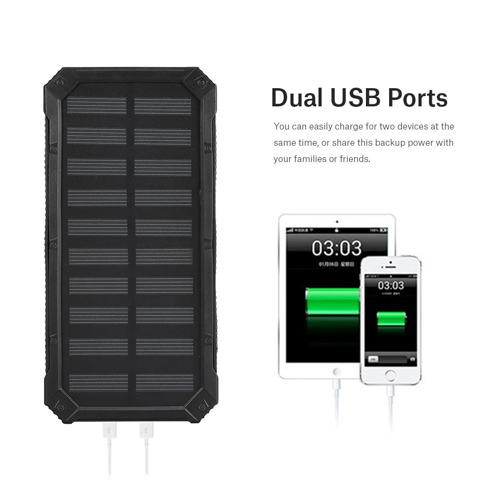 Портативный чехол на солнечной батарее для быстрой зарядки, двойной USB Полярный Мобильный Внешний аккумулятор, чехол, комплекты для самостоятельной сборки, 20000 мА/ч
