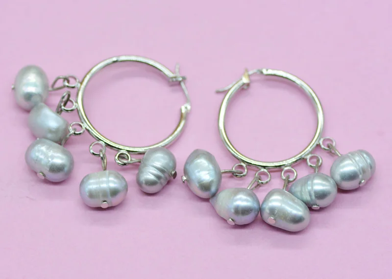 2019 # совершенно новый! Серьги с пресноводным натуральным белым жемчугом. Ручная