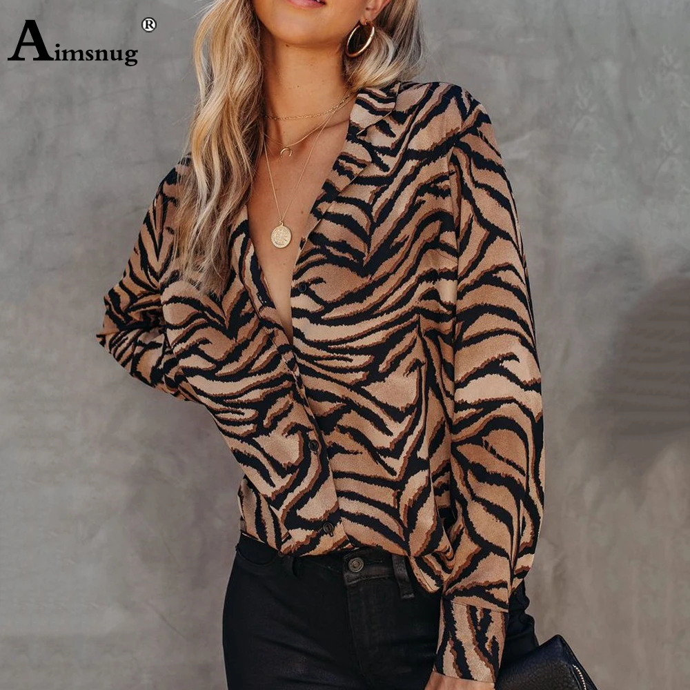 

Women's Top New Zebra Print Blouse Female Open Stitch Long Sleeve Casual Shirt Blusas 2021 Spring Autumn Sexy Women Clothing
