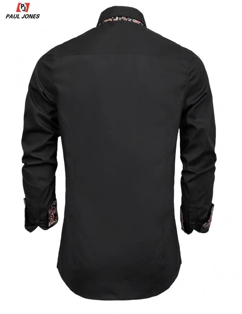 Мужская Повседневная рубашка с длинным рукавом PAUL JONES контрастная воротником на