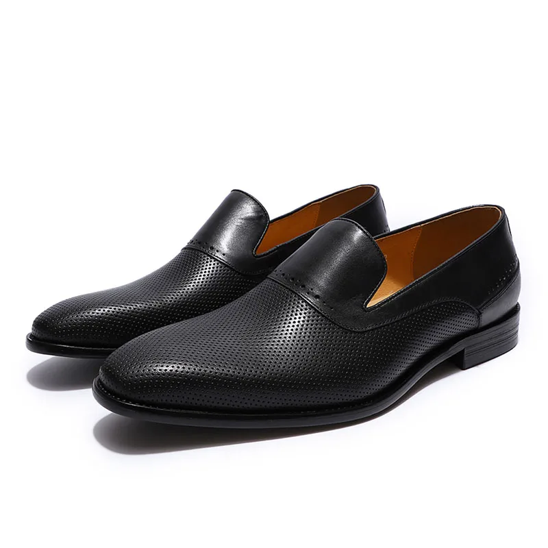 Handmade Men's Breathable Loafer Shoes Genuine Leather Brown Black Slip On Comfortable Office Dress Men Wedding | Обувь