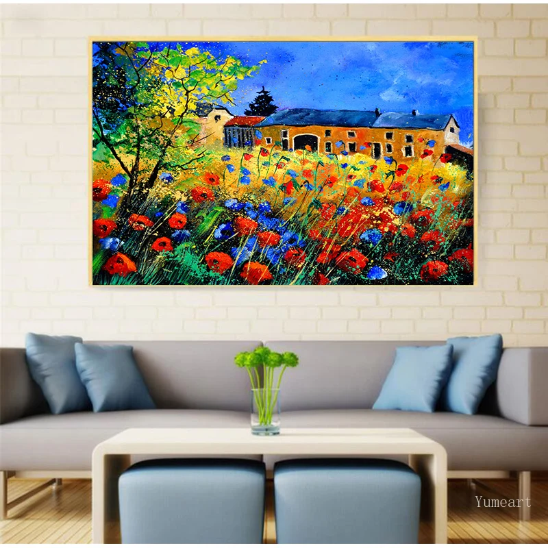 Аннотация Красный мак акварель масло Картины принты постер холст искусство