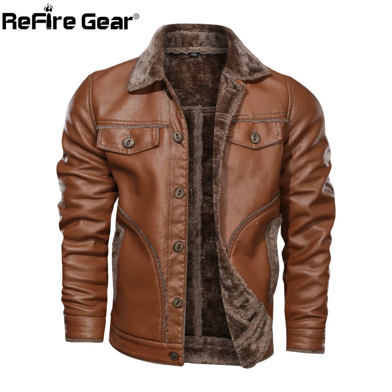 

Куртка ReFire Gear мужская из искусственной кожи, толстая армейская куртка-бомбер в стиле милитари, тактическая теплая мотокуртка из искусствен...