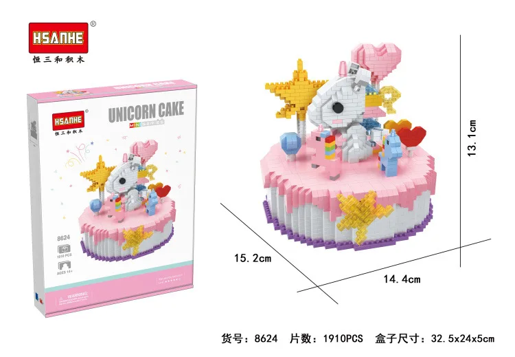 

Hsanhe Diamond Granules Children's Toys Assembling Building Blocks 8624 Birthday Cake block toys for children gifts
