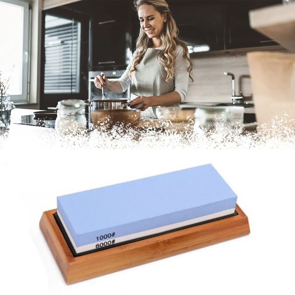 

New 2-in-1 Sharpening Stone Set White Corundum Double-Sided Whetstone Sharpener Anti-Slip Equipment Home Kitchen Sharpener Tool