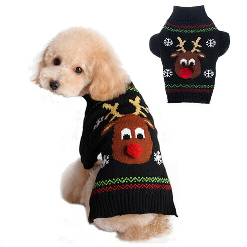 Свитер для собаки красный олень Рождественский Кот одежда собак зимняя плюшевый
