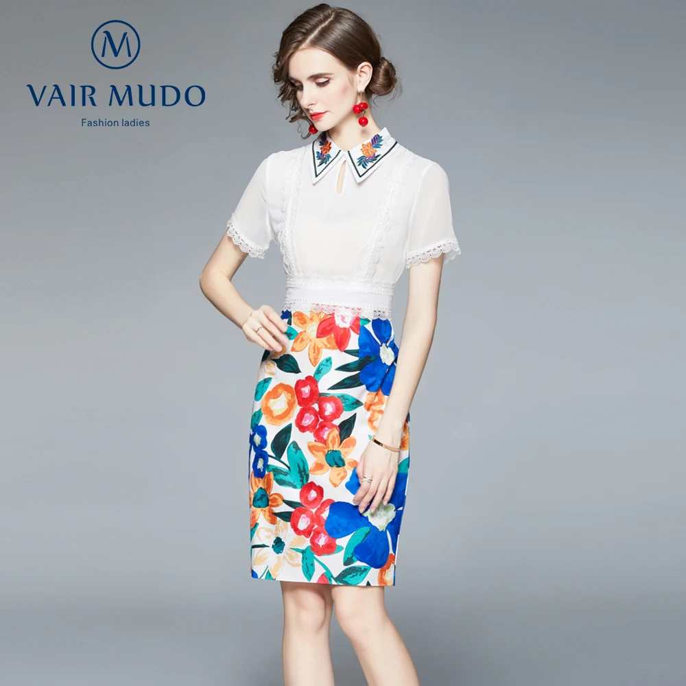 

Shirt Dress Female Short-Sleeved Summer 2021 Light Mature Elegant Self-Cultivation Printing Package Hip One-Ste Dress LadyY-300