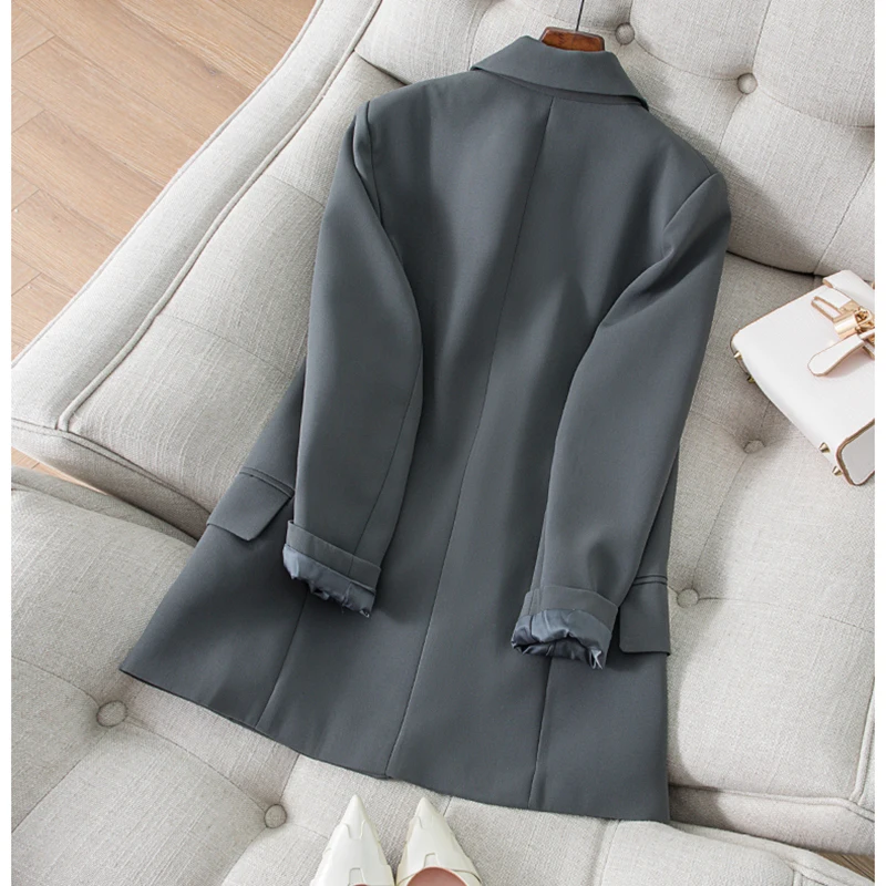 Double-breasted suit jacket women spring autumn new Korean version net red casual loose design sense niche suit coat trend s196