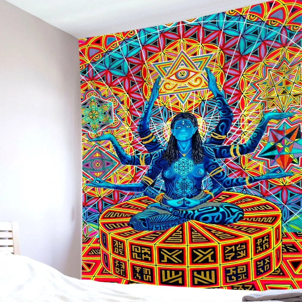 Индийская богиня Кали гобелен Йога Медитация настенное ведро висячее аниме
