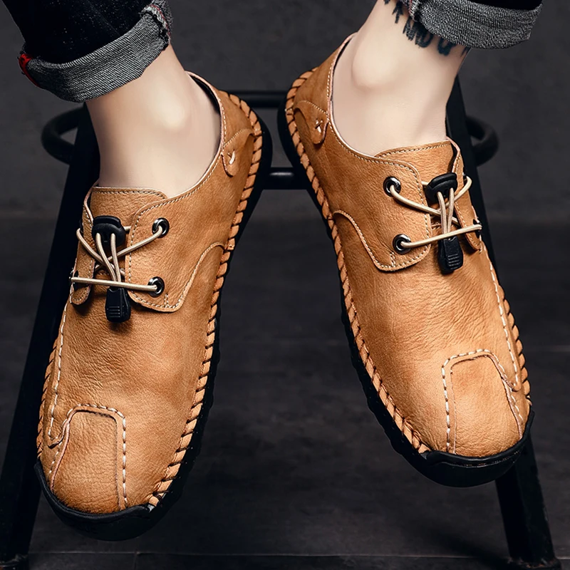 Кожаная обувь для мужчин Повседневные Лоферы высокого качества Дышащая Новинка