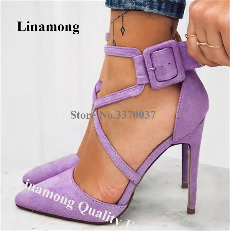 Элегантные женские замшевые туфли с острым носком на шпильке и каблуке