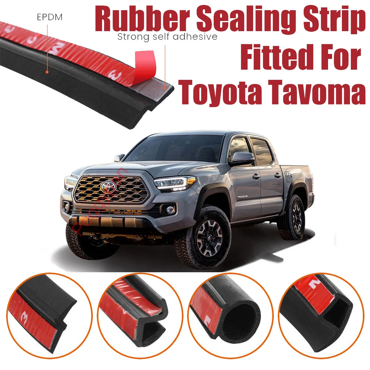 Door Seal Strip Kit Self Adhesive Window Engine Cover Soundproof Rubber Weather Draft Wind Noise Reduction For Toyota Tacoma
