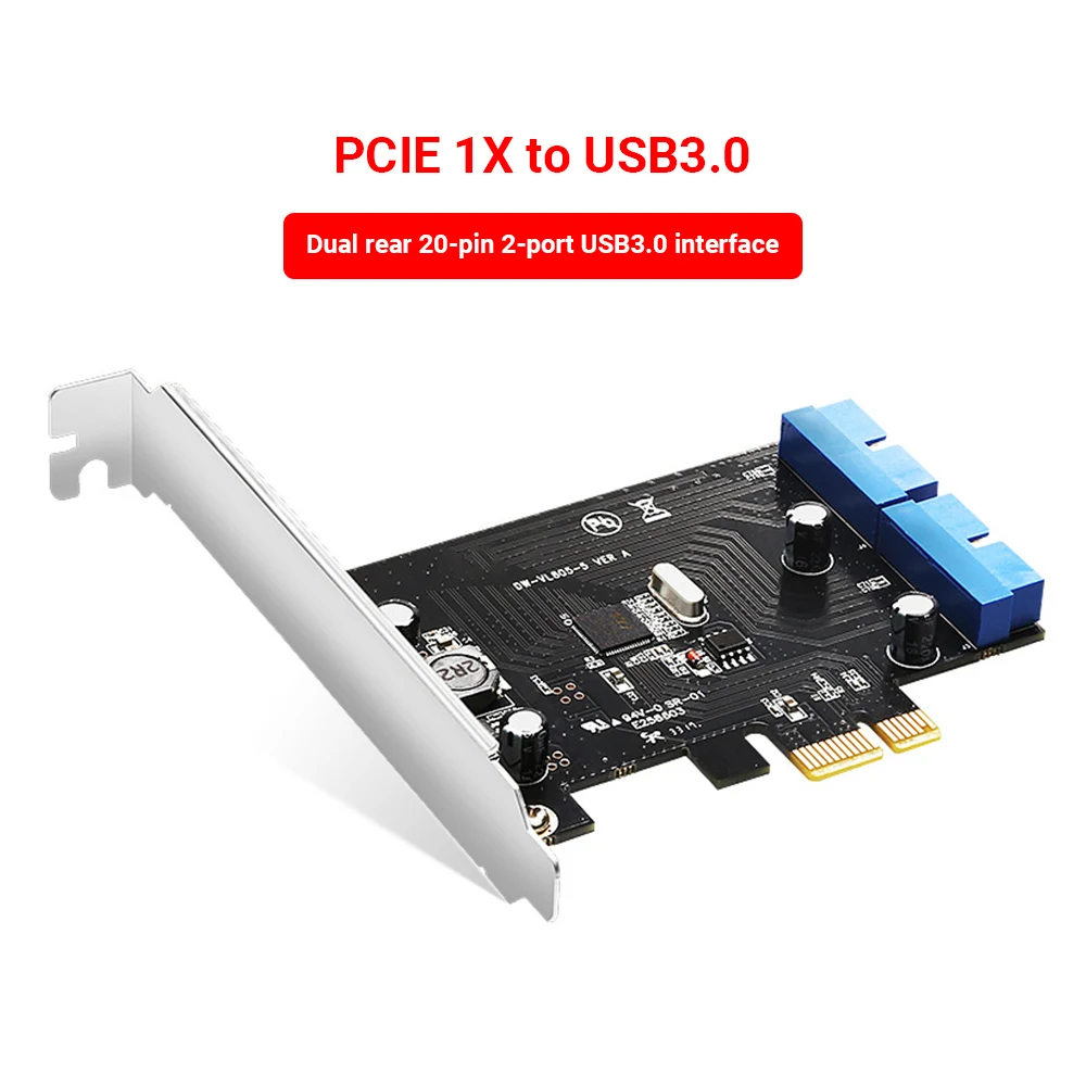 

PCI Express to Dual 19 Pin USB 3.0 Card PCI-e to Internal 20Pin Male Ports Adapter for PC Support Windows XP Vista 7 8 10