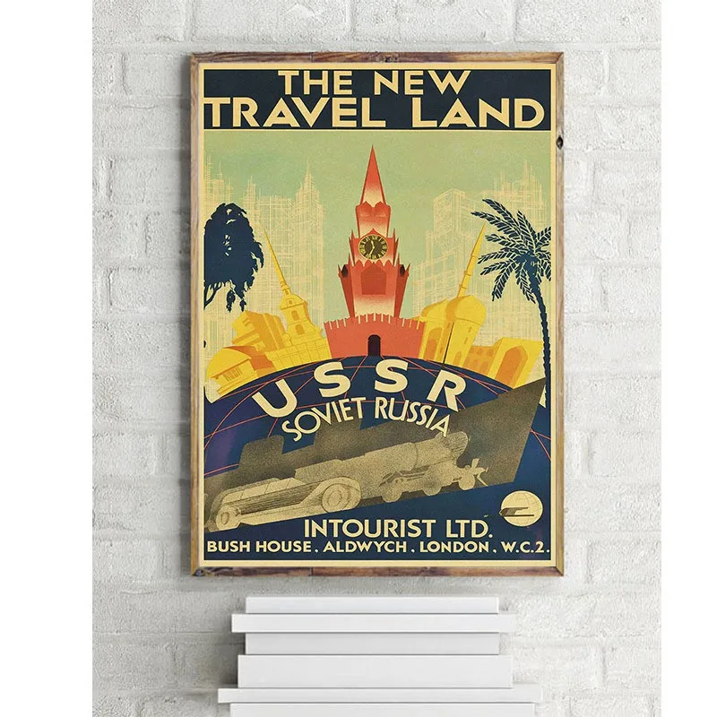 Ретро советский постер путешествий Московская Волга высокое качество холст