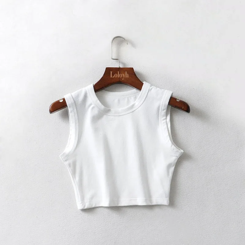 

Summer new style women's European and American tops vest_cotton solid color wide-brim short umbilical vest M2069