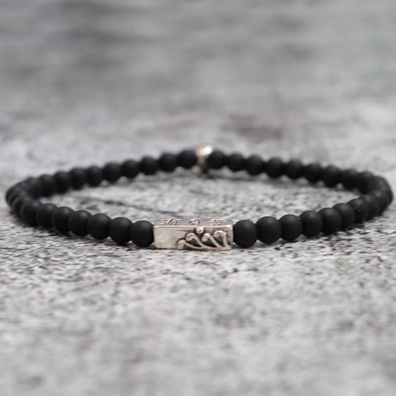 2 шт./в комплекте 4 мм черный оникс браслет для пар ручной работы горный Морской