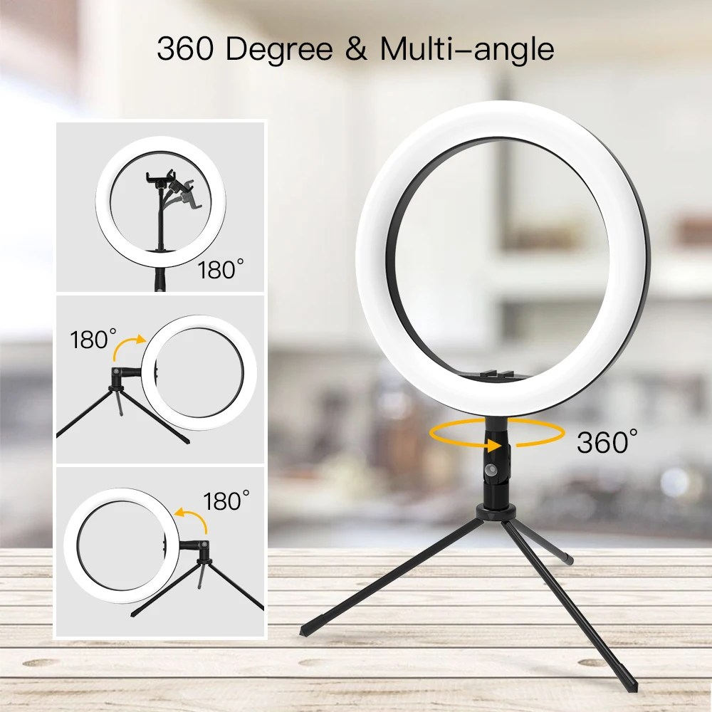 6 &quot/10 дюймов кольцевая лампа для селфи светодиодный кольцевой светильник с