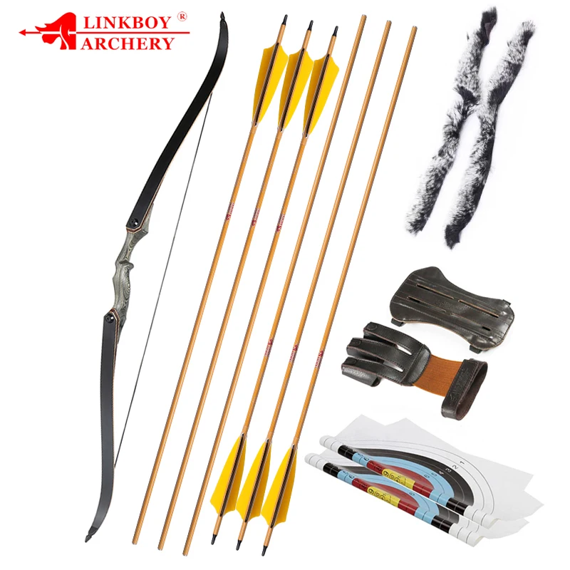 

Linkboy стрельба из лука 30-60 фунтов Рекурсивный Лук Левая Правая рука углеродные стрелы лист ламинирование процесс Longbow для стрельбы