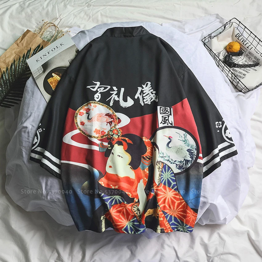 Самурайский японский стиль кардиган кимоно халат юката платье Haori для мужчин и