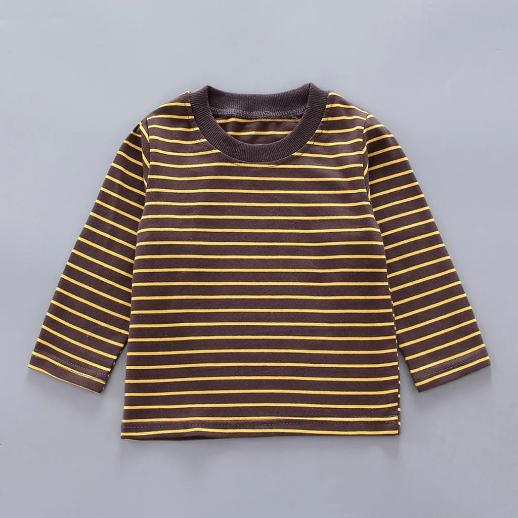 Футболка в полоску с рисунком для маленьких мальчиков и девочек топы штаны на