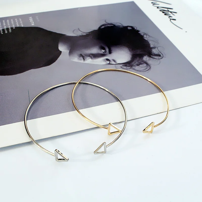 Женский браслет ювелирные изделия простые Треугольные металлические браслеты