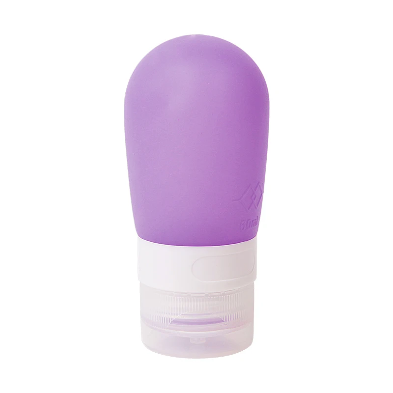 60ML-Purple Портативная силиконовая бутылка для многоразового использования пустой Упаковочный пресс для лосьона шампунь Косметическая легкосжимаемая тара 38 мл 60 мл 80 мл - Цвет: 60ML-Purple