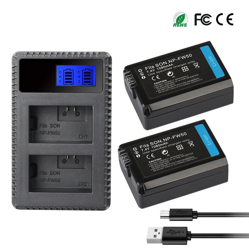 NP FW50 зарядное устройство для Sony a7m2 a7r2 S2 NPFW50 a6500 a6300 a6000 a5000 a3000 NEX 3 QX1 Battery1020mAh|Цифровые