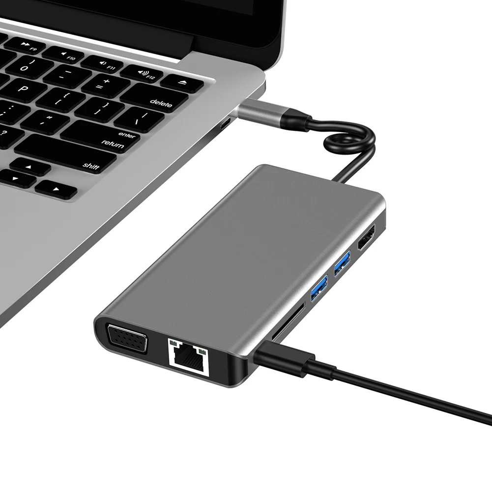 

Адаптер USB Type-C 8 в 1, HDMI-совместимый адаптер для быстрой зарядки 4K PD RJ45 Gigabit Ethernet, для ноутбуков, ПК, Linux, Windows XP