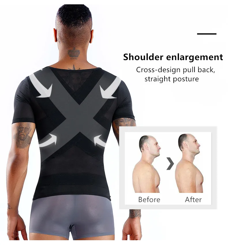 Летняя мужская быстросохнущая эластичная одежда для придания формы животу