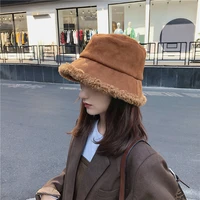 fashion solid color bucket hat winter korean autumn fisherman hat outdoor women panama cap lady girls outdoor keep warm caps