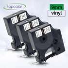 Лента для этикеток, Перманентная виниловая, 9 мм, черно-белая, для принтера Rhino совместимый с Dymo Rhino, 18443, 5200, 4200