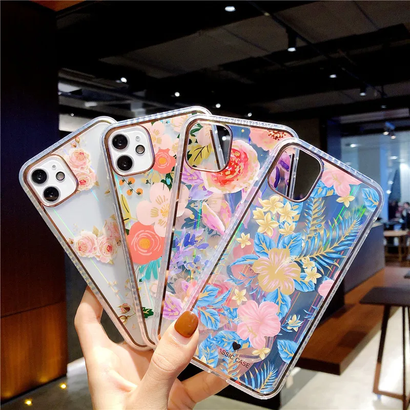 

Colorful Flower Patterned Case For iPhone 12 11 Pro Max MINI X XR XS 7 8 Plus SE 2020 Ultra Slim Soft Silicone Cover Cases