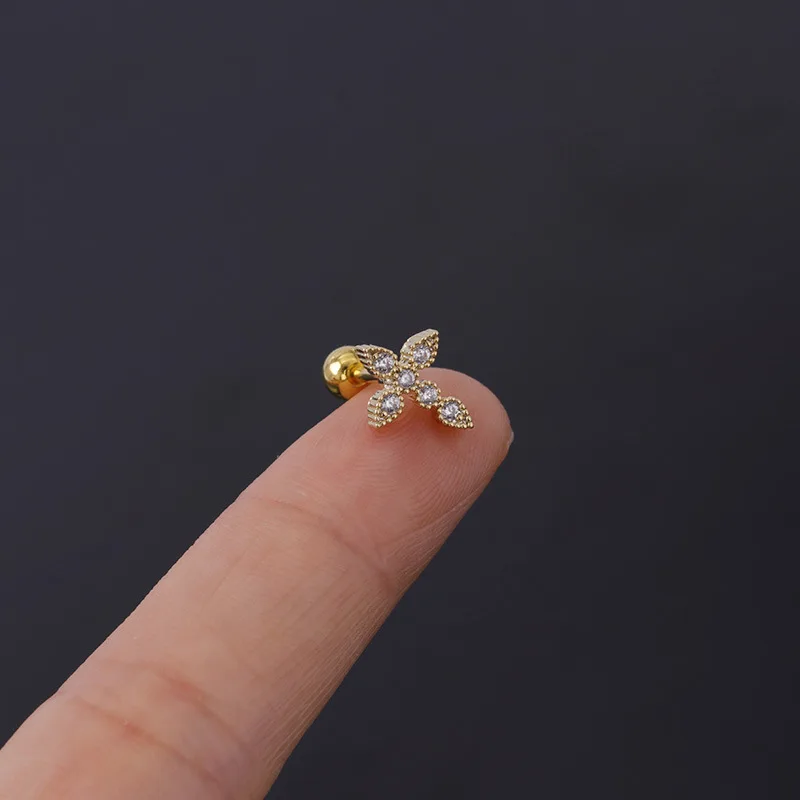 

Single Stainless Steel Stick Stud Earring for Women Butterfly Snake Geometric Earrings with Rhinestone Piercing Earrings Jewelry