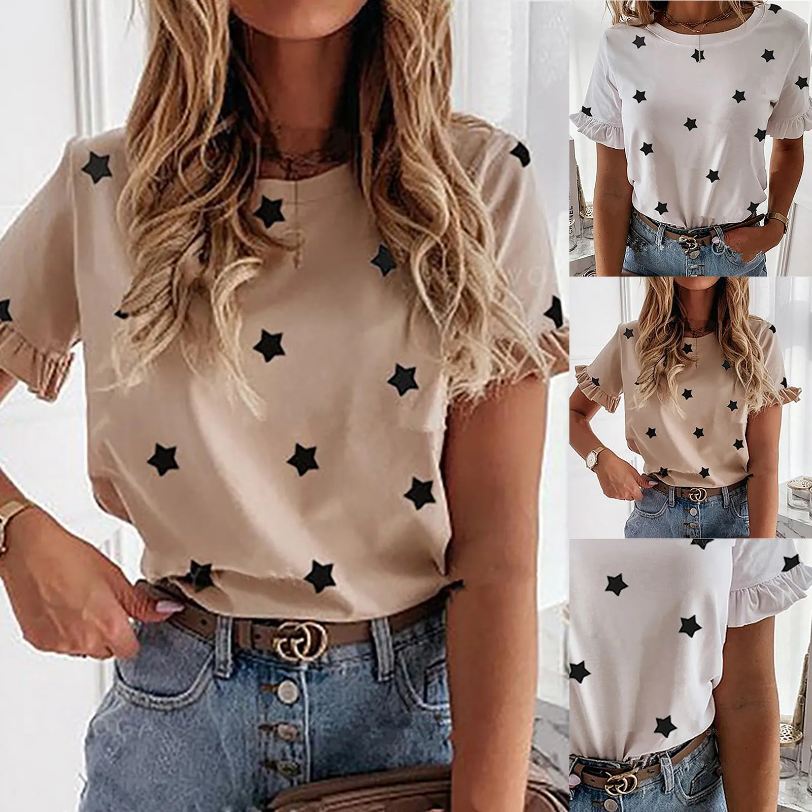 

Блузка женская с коротким рукавом и V-образным вырезом