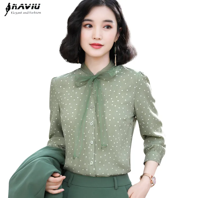 Профессиональная элегантная рубашка с бантом Женская Осенняя новая шифоновая