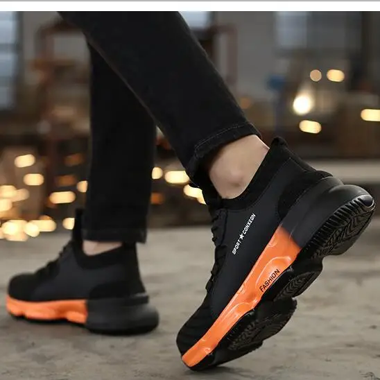 

Mens Sneakers Safety Shoes Mesh Breathable Lightweight Toecap Work Safe Protect Big Size 38-48 Fashion Casual Sneakers For Men