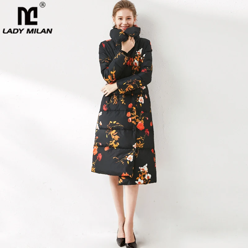 Высокое качество женские зимние Подиумные пальто отложной воротник длинные