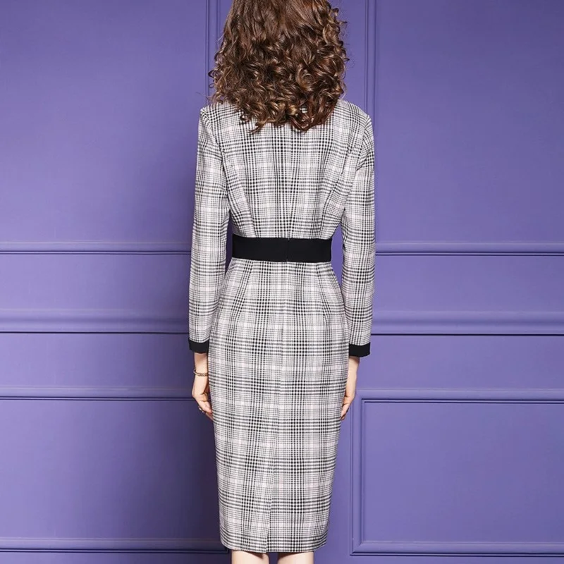 Женское офисное платье с длинным рукавом винтажное вечернее размера плюс в