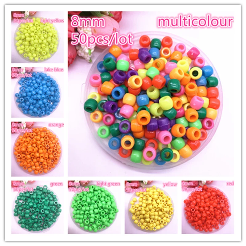 Новые 50 шт. 8 мм круглые пластмассовые бусины свободные разделители для