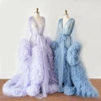 high quality beautiful tulle maternity robe for photo shoot custom made women ruffled tulle maternity dresses maternity gown