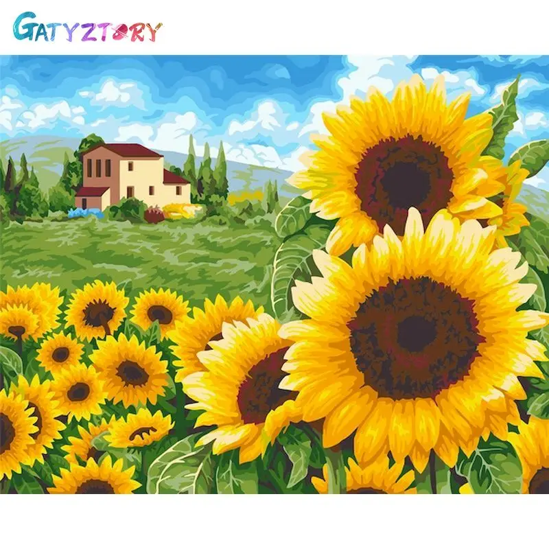 

Gatyztory Sunflower Paint By Numbers For Adults Flower Pcture Coloring By Numbers On Canvas Acrylic Paints DIY Home Decor