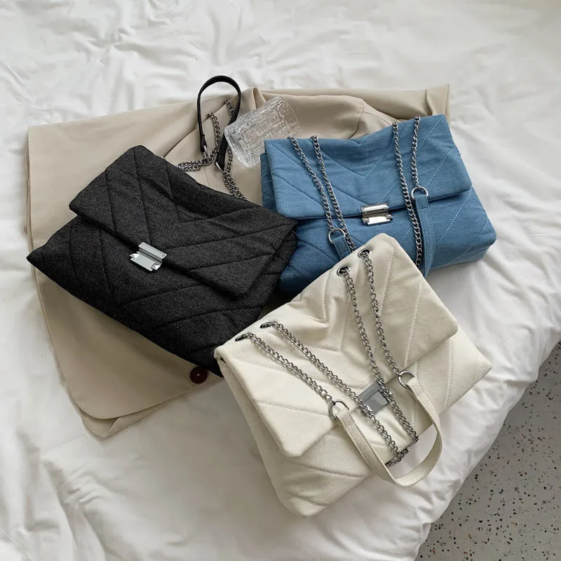 

High Capacity Denim Women Shoulder Crossboody Bags 2021 New Luxury Brand Design Ladies Messenger bags Handbag Purses Qualited
