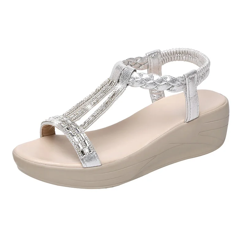 

Fashion Womens Shoes 2021 Female Sandal Med Clogs Wedge Open Toe Shallow Mouth Luxury Girls Medium Beige Platform Comfort Peep